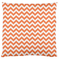 Tangerine Orange & White Zigzag Pattern Large Flano Cushion Case (one Side) by Zandiepants