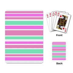 Pink Green Stripes Playing Card by BrightVibesDesign