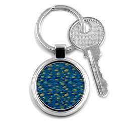 Blue Waves Key Chains (round)  by FunkyPatterns