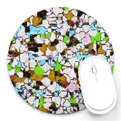 Brush Strokes On A White Background                                                   			round Mousepad by LalyLauraFLM