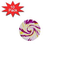 Tie Dye Pink Yellow Abstract Swirl 1  Mini Buttons (10 Pack)  by BrightVibesDesign