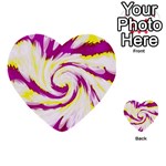 Tie Dye Pink Yellow Abstract Swirl Multi-purpose Cards (Heart)  Front 49