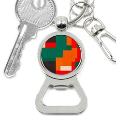 Rectangles And Squares  In Retro Colors                                                                   			bottle Opener Key Chain by LalyLauraFLM