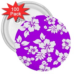Purple Hawaiian 3  Buttons (100 Pack)  by AlohaStore