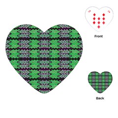 Pattern Tile Green Purple Playing Cards (heart)  by BrightVibesDesign