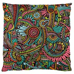 Colorful Hippie Flowers Pattern, Zz0103 Large Flano Cushion Case (two Sides) by Zandiepants