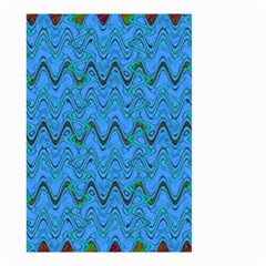 Blue Wavy Squiggles Small Garden Flag (two Sides) by BrightVibesDesign