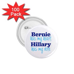 Bernie Has My Heart, Hillary Has My Vote 1 75  Button (100 Pack)  by blueamerica