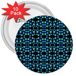 Dots Pattern Turquoise Blue 3  Buttons (10 pack)  Front