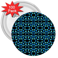 Dots Pattern Turquoise Blue 3  Buttons (100 Pack)  by BrightVibesDesign