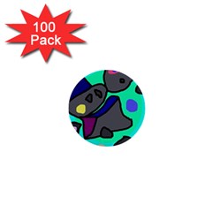 Blue Comic Abstract 1  Mini Buttons (100 Pack)  by Valentinaart