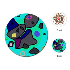 Blue Comic Abstract Playing Cards (round)  by Valentinaart