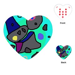 Blue Comic Abstract Playing Cards (heart)  by Valentinaart