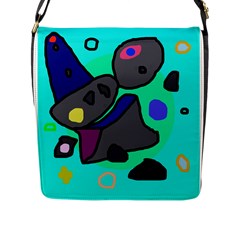 Blue Comic Abstract Flap Messenger Bag (l)  by Valentinaart