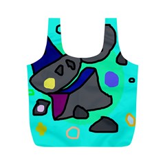 Blue Comic Abstract Full Print Recycle Bags (m)  by Valentinaart