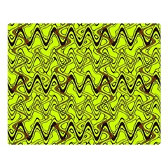 Yellow Wavey Squiggles Double Sided Flano Blanket (large)  by BrightVibesDesign