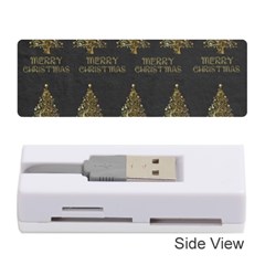 Merry Christmas Tree Typography Black And Gold Festive Memory Card Reader (stick)  by yoursparklingshop
