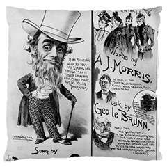Vintage Song Sheet Lyrics Black White Typography Large Flano Cushion Case (two Sides) by yoursparklingshop