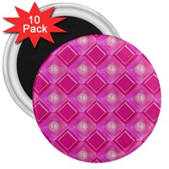 Pink Sweet Number 16 Diamonds Geometric Pattern 3  Magnets (10 Pack)  by yoursparklingshop