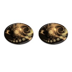 Golden Feather And Ball Decoration Cufflinks (oval) by picsaspassion