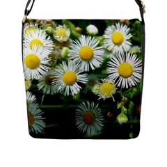 White Summer Flowers Oil Painting Art Flap Messenger Bag (l)  by picsaspassion