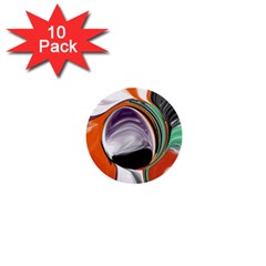 Abstract Orb In Orange, Purple, Green, And Black 1  Mini Buttons (10 Pack)  by digitaldivadesigns