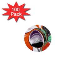 Abstract Orb In Orange, Purple, Green, And Black 1  Mini Buttons (100 Pack)  by digitaldivadesigns