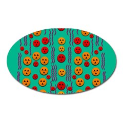 Pumkins Dancing In The Season Pop Art Oval Magnet by pepitasart