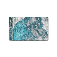 Mother Mary And Infant Jesus Christ  Blue Portrait Old Vintage Drawing Magnet (name Card) by yoursparklingshop