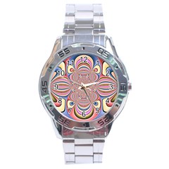 Pastel Shades Ornamental Flower Stainless Steel Analogue Watch by designworld65