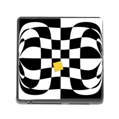 Dropout Yellow Black And White Distorted Check Memory Card Reader (square) by designworld65