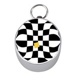 Dropout Yellow Black And White Distorted Check Mini Silver Compasses Front