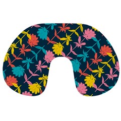 Colorful Floral Pattern Travel Neck Pillows by DanaeStudio
