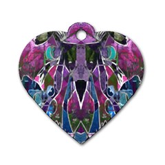 Sly Dog Modern Grunge Style Blue Pink Violet Dog Tag Heart (two Sides) by EDDArt