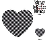 Modern Dots In Squares Mosaic Black White Multi-purpose Cards (Heart)  Back 39