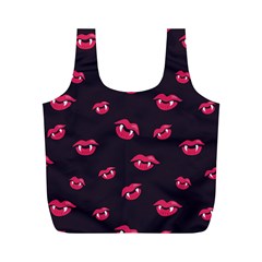 Pattern Of Vampire Mouths And Fangs Full Print Recycle Bags (m)  by CreaturesStore