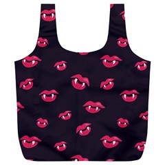 Pattern Of Vampire Mouths And Fangs Full Print Recycle Bags (l)  by CreaturesStore