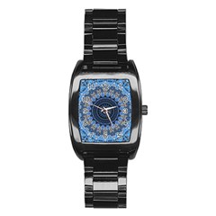 Feel Blue Mandala Stainless Steel Barrel Watch by designworld65