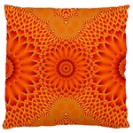 Lotus Fractal Flower Orange Yellow Large Flano Cushion Case (Two Sides) Front