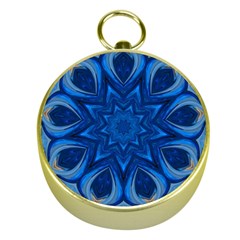 Blue Blossom Mandala Gold Compasses by designworld65