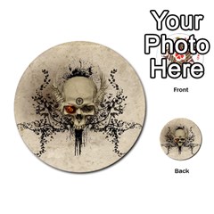 Awesome Skull With Flowers And Grunge Multi-purpose Cards (round)  by FantasyWorld7