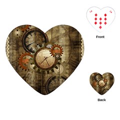 Wonderful Steampunk Design With Clocks And Gears Playing Cards (heart)  by FantasyWorld7