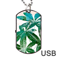Pachira Leaves  Dog Tag Usb Flash (two Sides)  by DanaeStudio