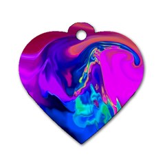 The Perfect Wave Pink Blue Red Cyan Dog Tag Heart (two Sides) by EDDArt