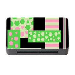 Green And Pink Collage Memory Card Reader With Cf by Valentinaart