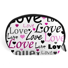 Love Pattern - Magenta Accessory Pouches (large)  by Valentinaart