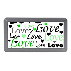 Green  Valentine s Day Pattern Memory Card Reader (mini) by Valentinaart
