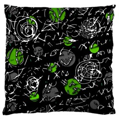 Green Mind Large Flano Cushion Case (two Sides) by Valentinaart
