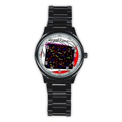 Color Tv Stainless Steel Round Watch by Moma