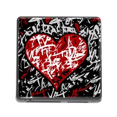 Red Graffiti Style Hart  Memory Card Reader (square) by Valentinaart